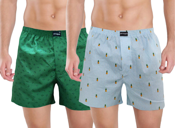 Green Boat Sky Pineapple Printed Premium Cotton Boxers