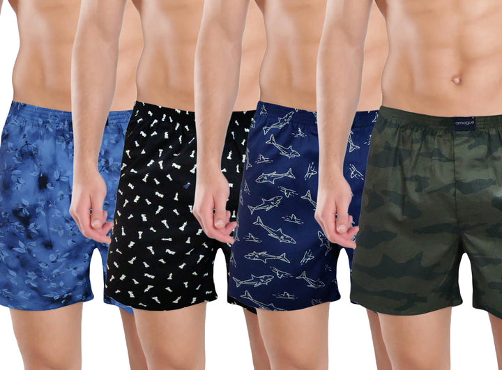 Sky, Black, Navy, & Camouflage Cotton Boxers For Men | Amogue