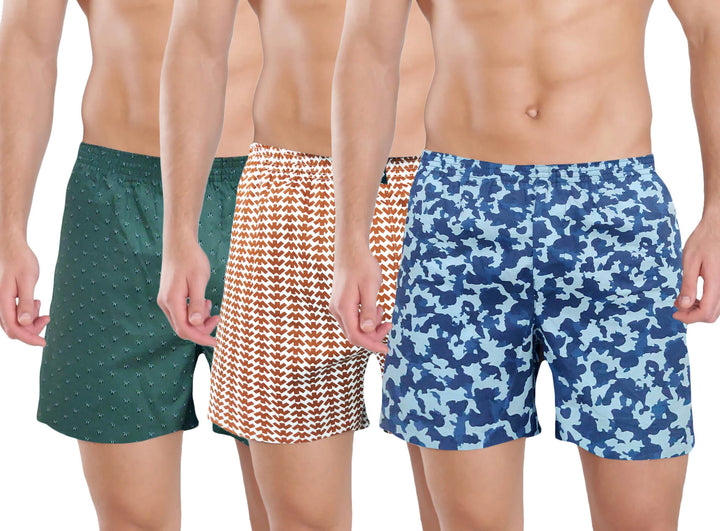 Olive ZigZag Camouflage Funky Printed Boxer Combo