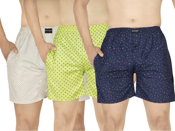 Light Cream Green Navy Mutlicolor Dotted Boxer Combo