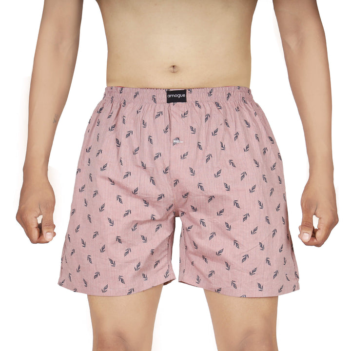 Pink Leaf Printed boxers for men