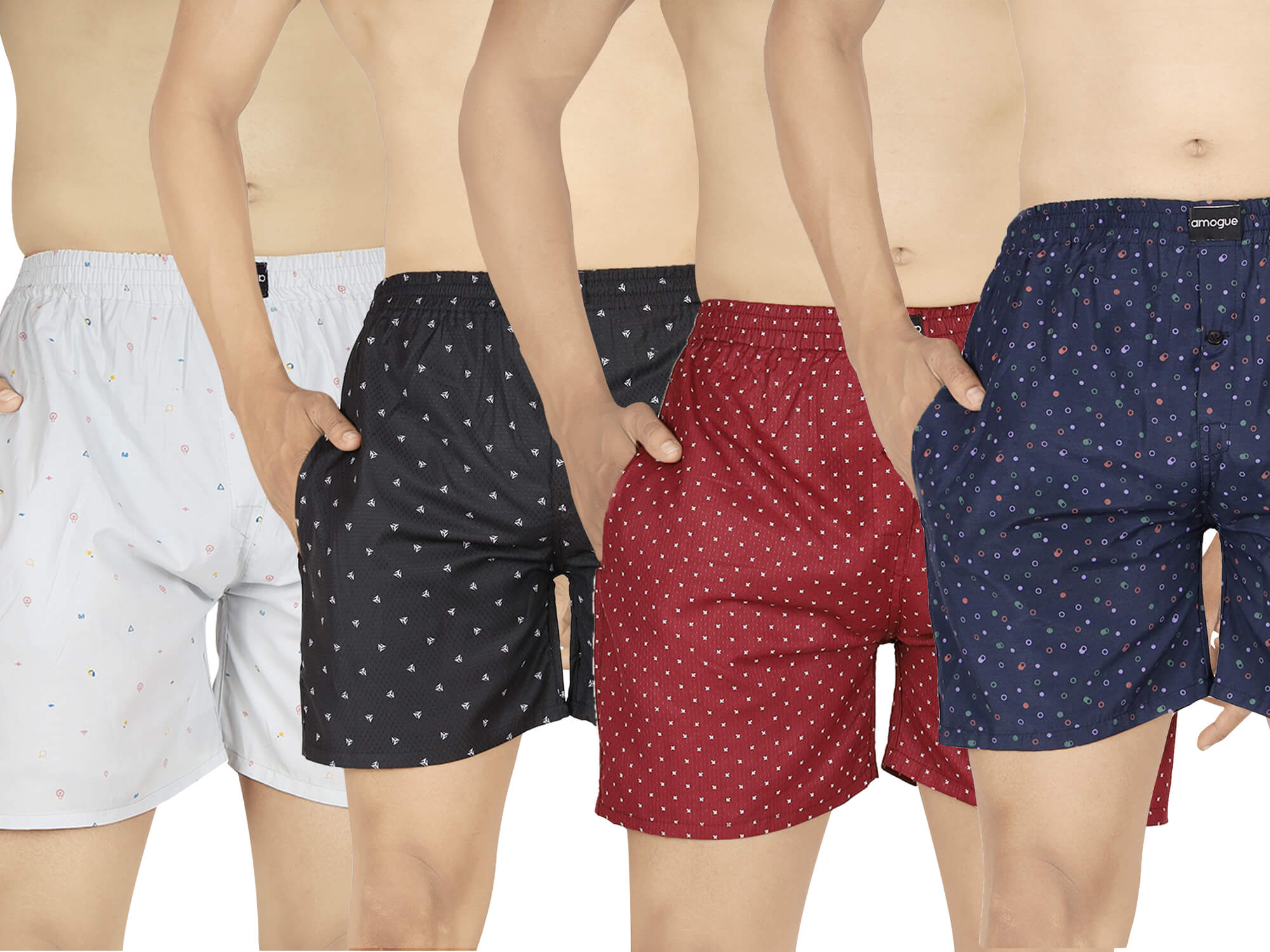 White Black Red Blue Dotted Mens Boxer Combo | Amogue