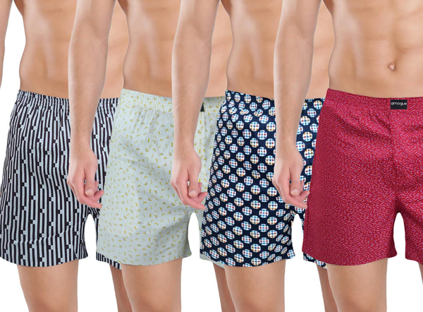 Printed Multicolor Cotton Boxers for Men(Combo of 4) | Amogue