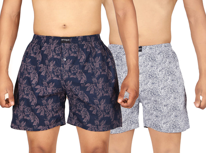 Purple & White Printed Boxers (Pack of 2)
