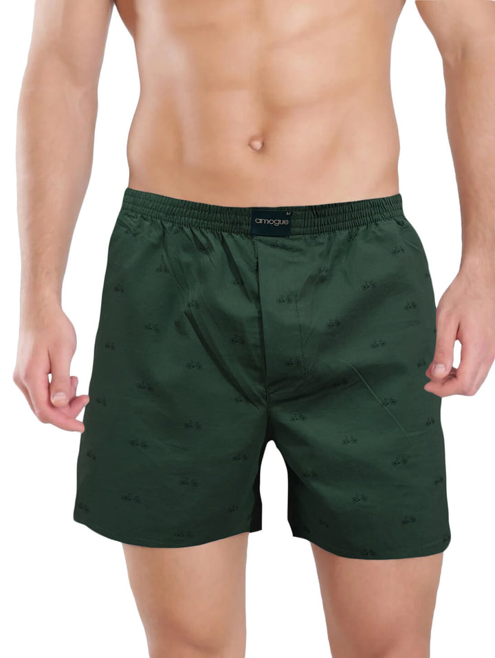 Olive Cycle Printed Cotton Boxer For Men