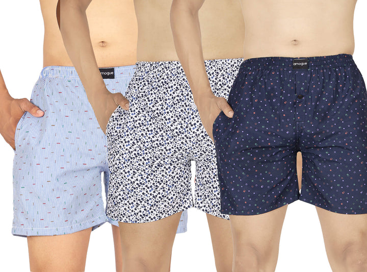 Sky Blue WhiteBusy Navy Mens Boxer Combo | Amogue