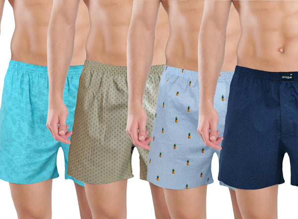 Teal, Cream, Sky, & Navy 4 Mens Boxers Combo | Amogue