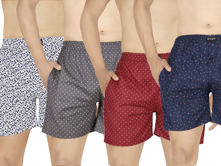 White Busy Dark Grey Red Blue Multicolor Dotted Boxer Combo