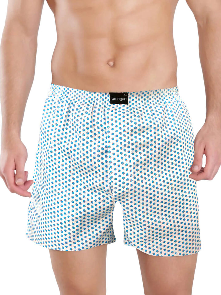 blue dotted white Printed Funky mens Boxer | Amogue