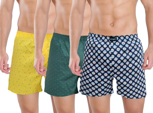 Yellow Olive Navy Funky Printed Boxer Combo