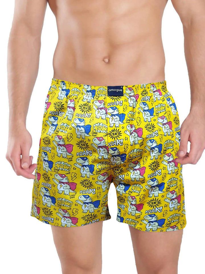 yellow color funky printed Cotton Boxer for men